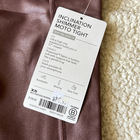 NWT Athleta Inclination Shimmer Moto leggings (XS) - Picture 3 of 3